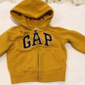 Baby Gap zip up hoodie golden yellow front GAP jacket kids unisex size 12-18M
